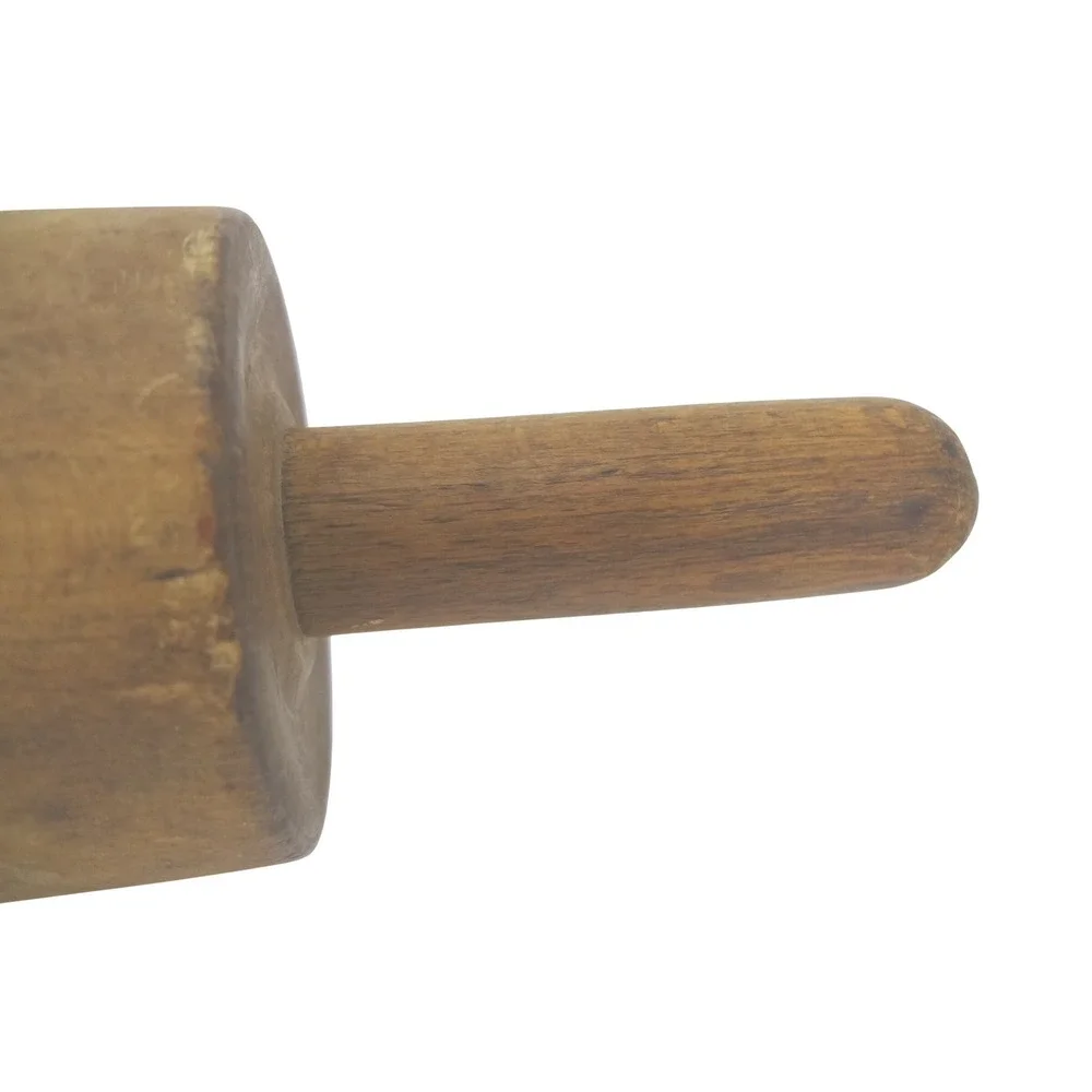 Vintage Wooden Rolling Pin Rustic Farmhouse Kitchen Tool Integrated‎ Handles